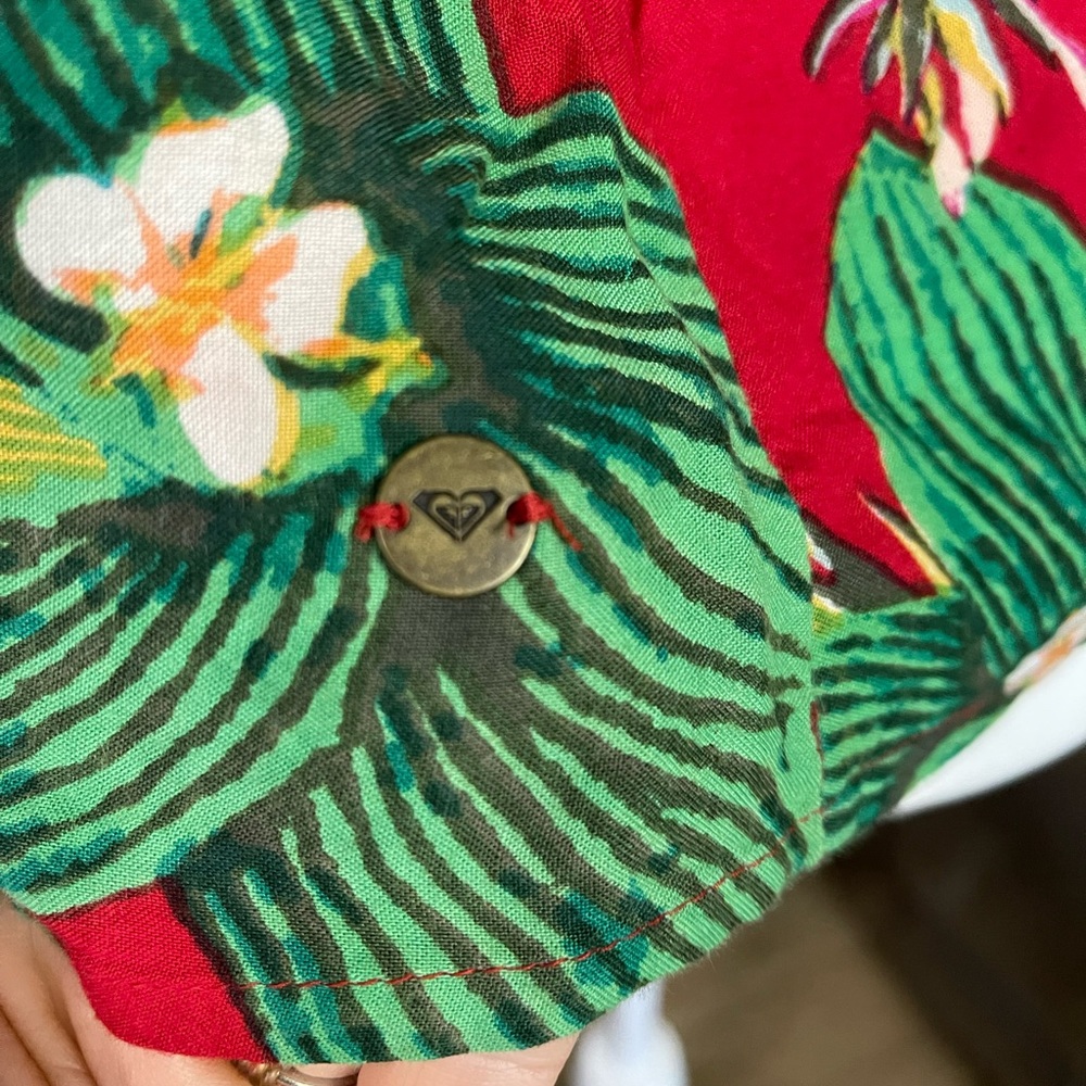Vintage Roxy Red Tropical Top Sz M Summer Beach Party Vacation Boho LIKE NEW - Picture 6 of 8